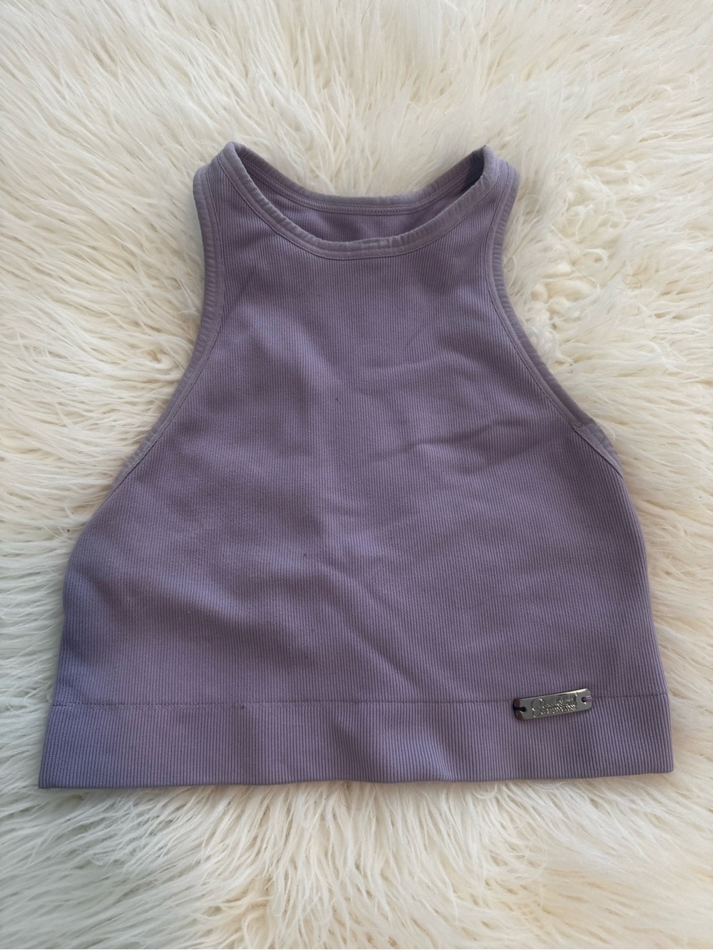Bombshell Sportswear Lavender Ribbed High Neck Sports Bra